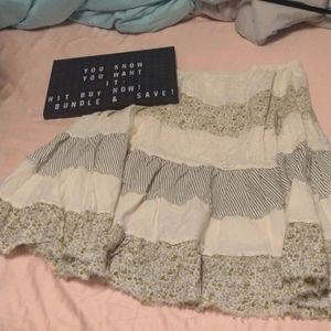 Cotton Striped Flowy Skirt